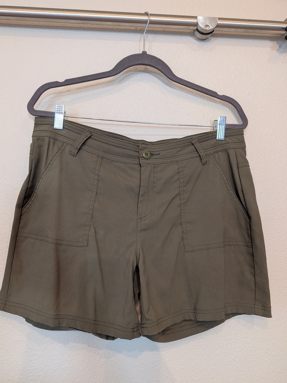 prAna Halle Shorts Stretch Zion Hiking Climbing Olive Green - Size 12
